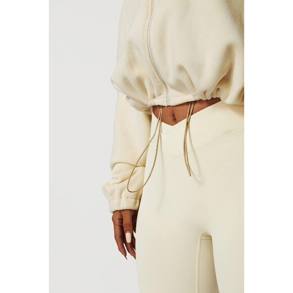 Women's Ivory Zip Fleece Warm Winter Long Sleeve Stand Collar Sherpa Jacket - Picture 6 of 6